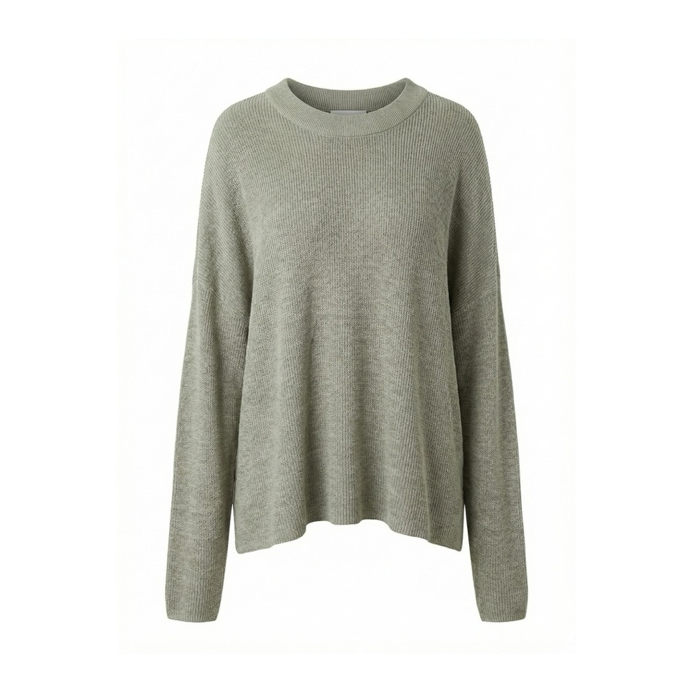 FP Beach Free People Large Sage Green Waffle Knit Oversized Pullover Lightweight